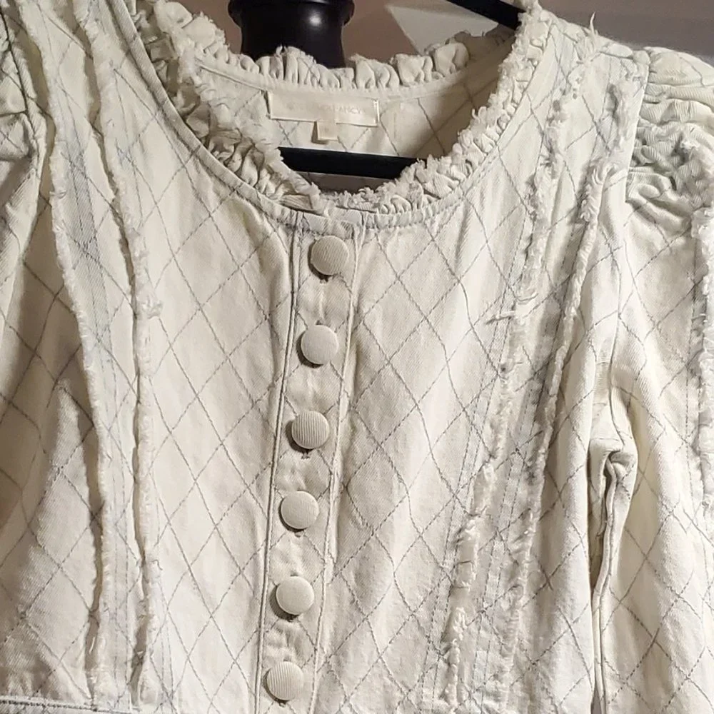LoveShackFancy Elmont Denim Jacket Small/Medium - Picture 3 of 14